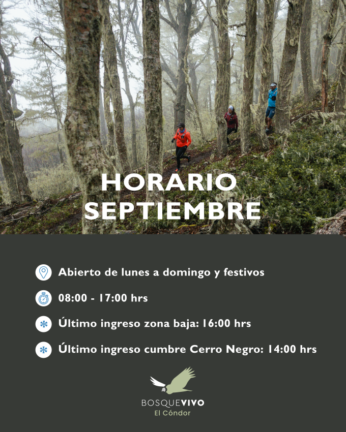 Horario septiembre Parque CMPC El Cóndor